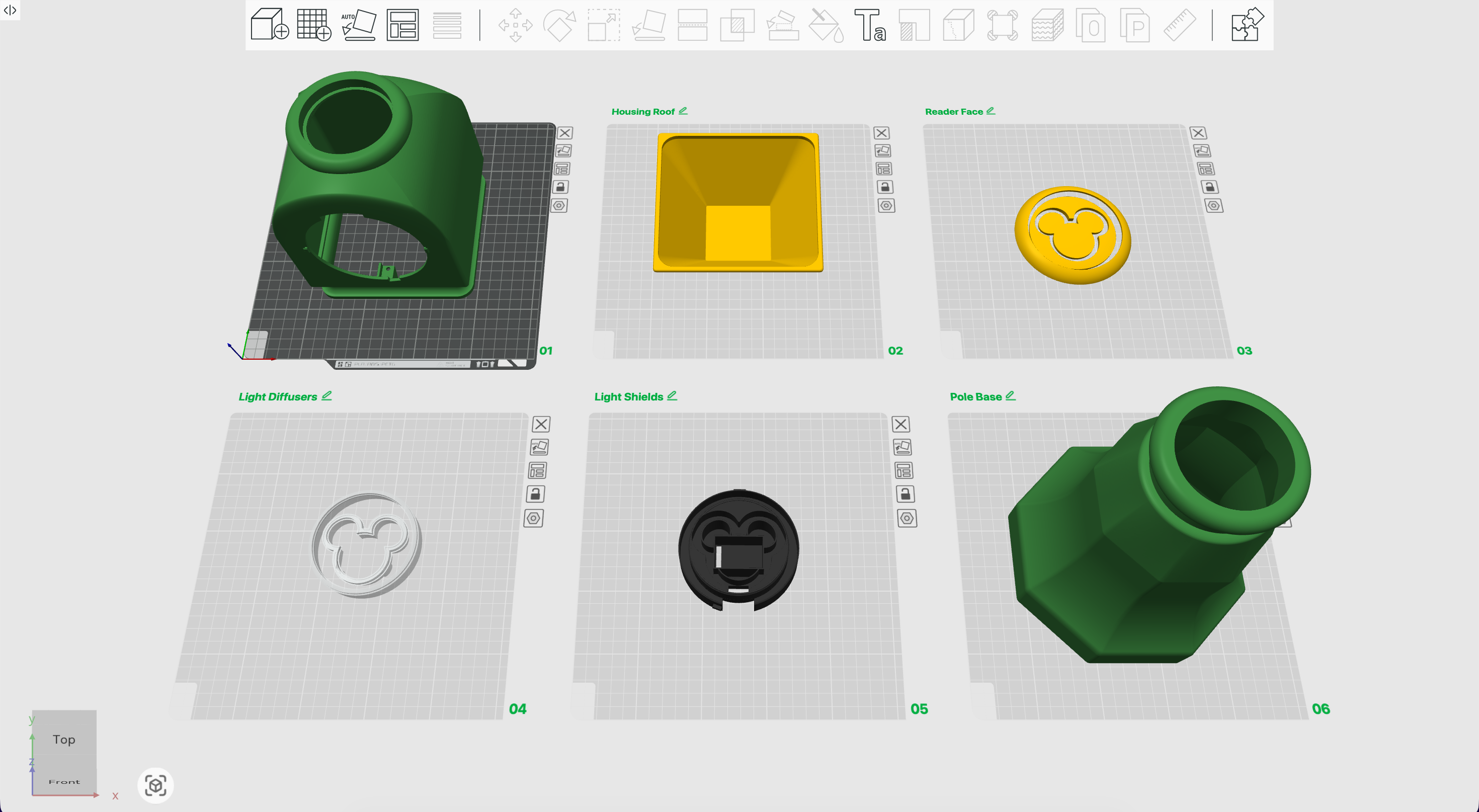 3D model parts for the MagicBand reader housing in slicer software